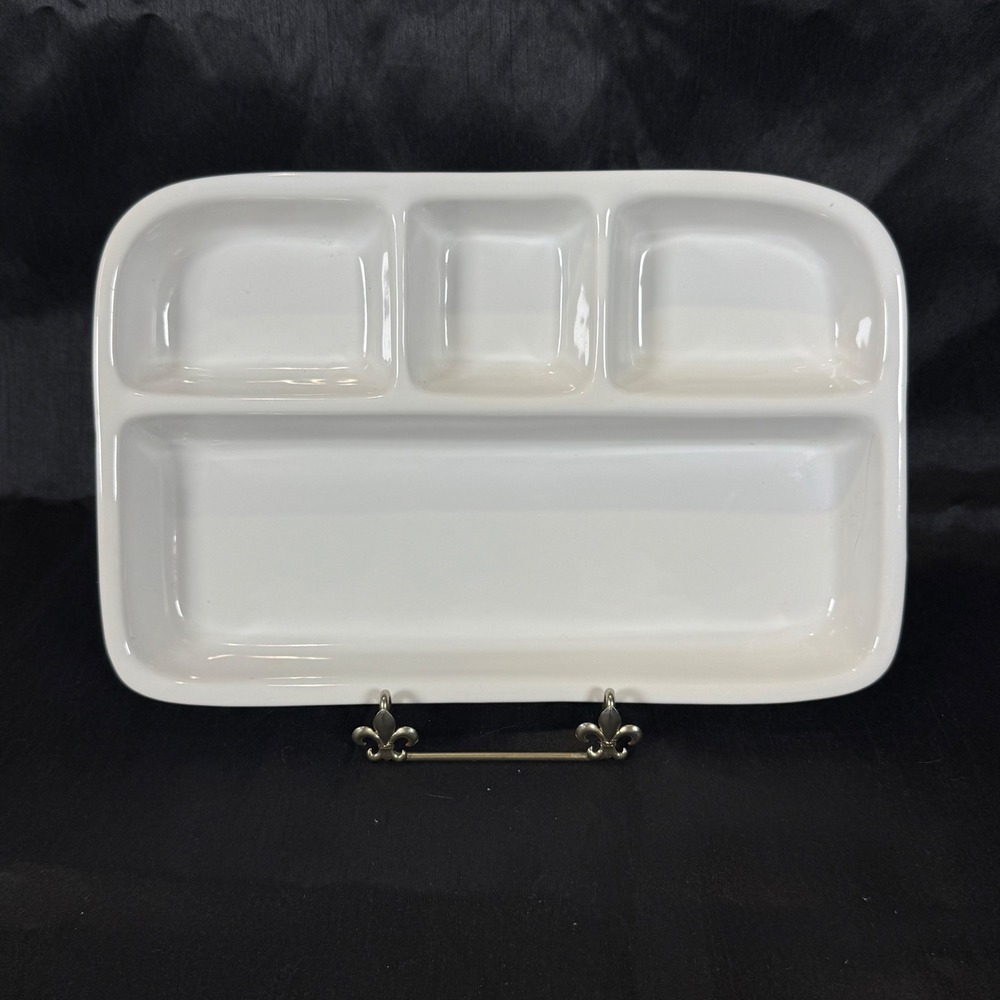 BIA Cordon Bleu Bret Bortner White Ceramic Divided TV Tray Platter 402035 12in